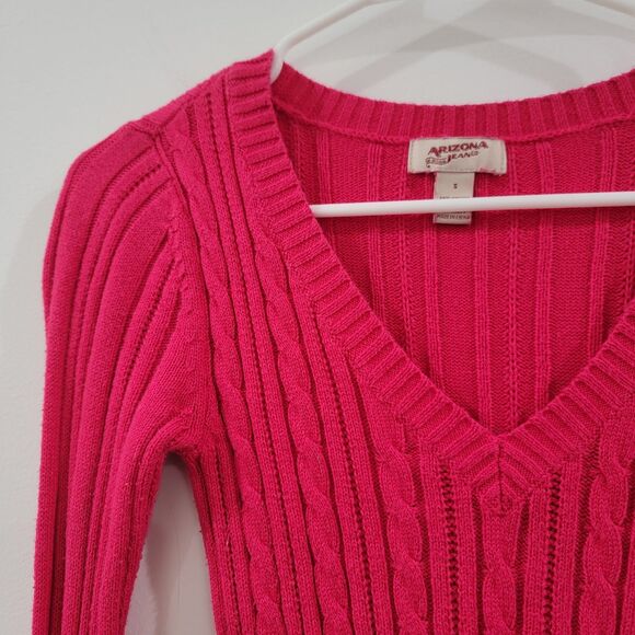Y2K Arizona Womens Sweater Size Small Cable Knit Hot Pink Mean Girl Retro - Picture 2 of 6